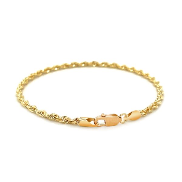 2.75mm 10k Yellow Gold Solid Diamond Cut Rope Bracelet - Image 3