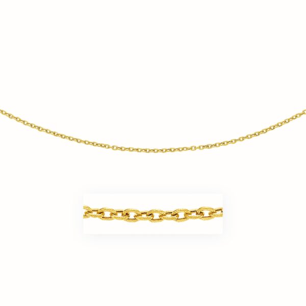 3.5mm 14k Yellow Gold Pendant Chain with Textured Links