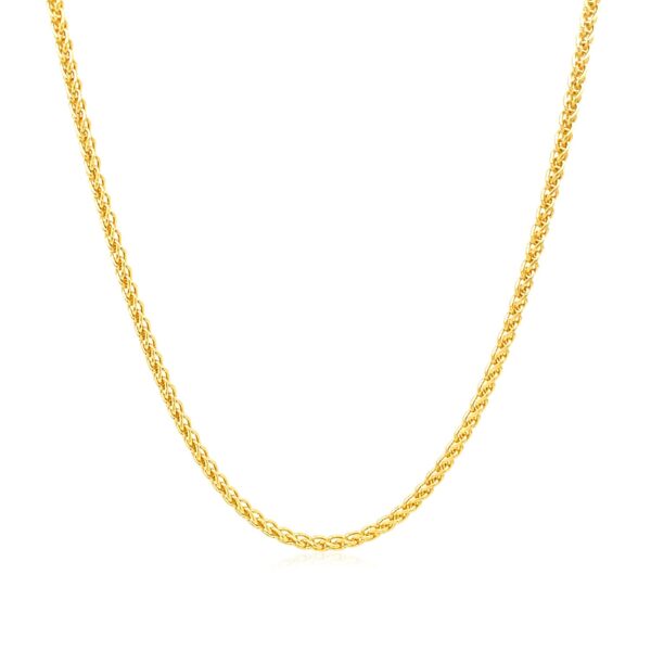 14k Yellow Gold Round Wheat Chain 1.5mm - Image 2