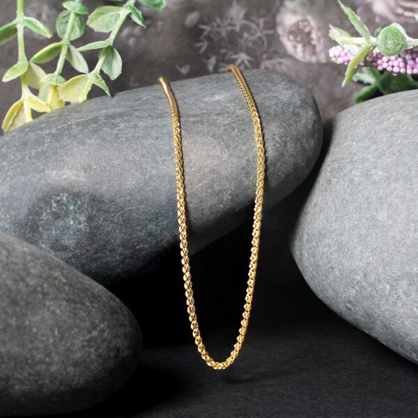 14k Yellow Gold Round Wheat Chain 1.5mm - Image 4