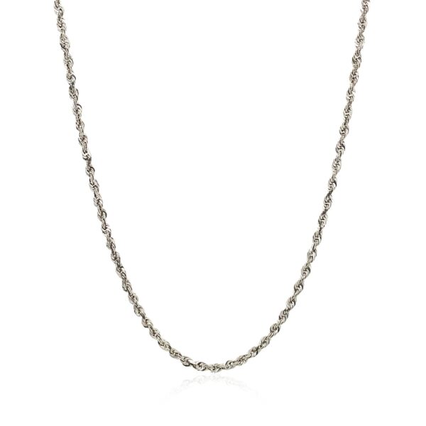 2.0mm 14k White Gold Solid Diamond Cut Rope Chain - Image 2