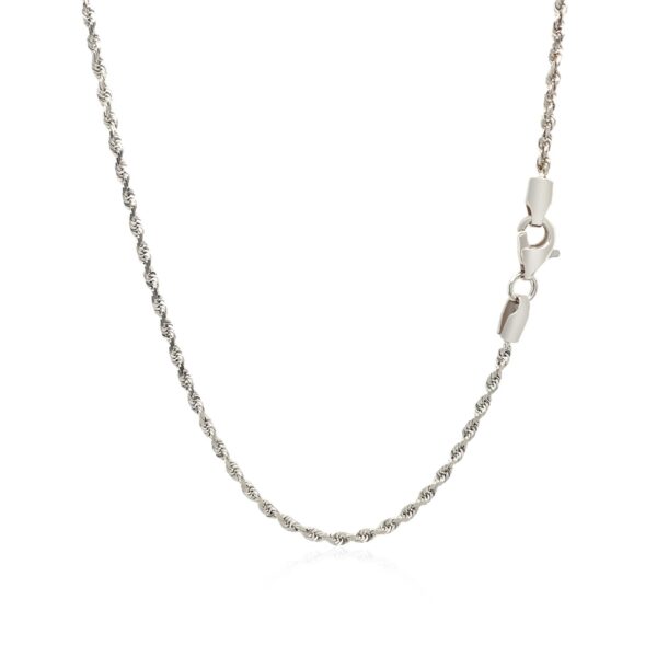 2.0mm 14k White Gold Solid Diamond Cut Rope Chain - Image 3