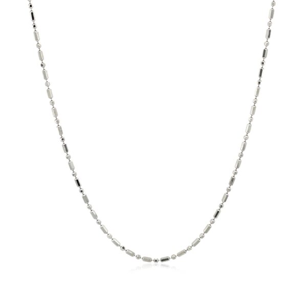 14k White Gold Diamond-Cut Alternating Bead Chain 1.2mm - Image 2