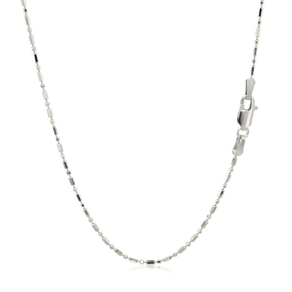 14k White Gold Diamond-Cut Alternating Bead Chain 1.2mm - Image 3