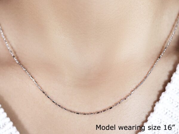 14k White Gold Diamond-Cut Alternating Bead Chain 1.2mm - Image 4