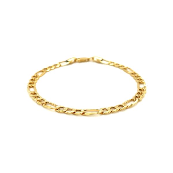 4.6mm 14k Yellow Gold Lite Figaro Bracelet - Image 2