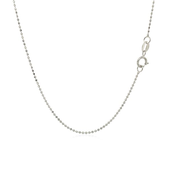 14k White Gold Diamond-Cut Bead Chain 1.0mm - Image 2