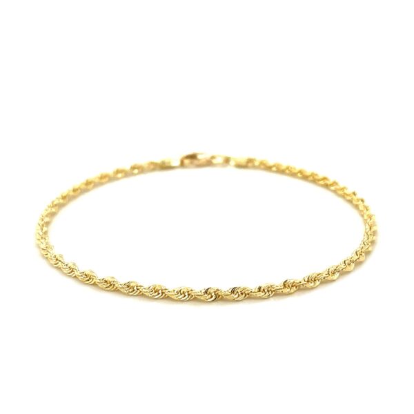 2.5mm 14k Yellow Gold Solid Diamond Cut Rope Bracelet - Image 2