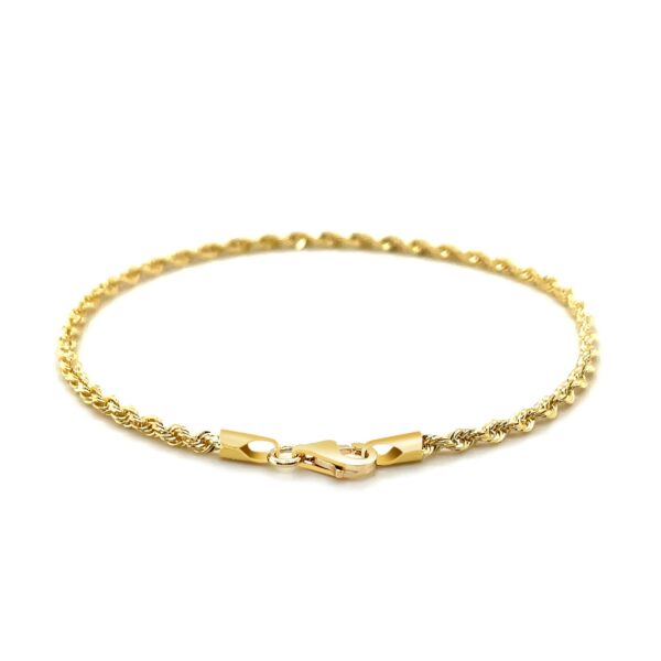 2.5mm 14k Yellow Gold Solid Diamond Cut Rope Bracelet - Image 3