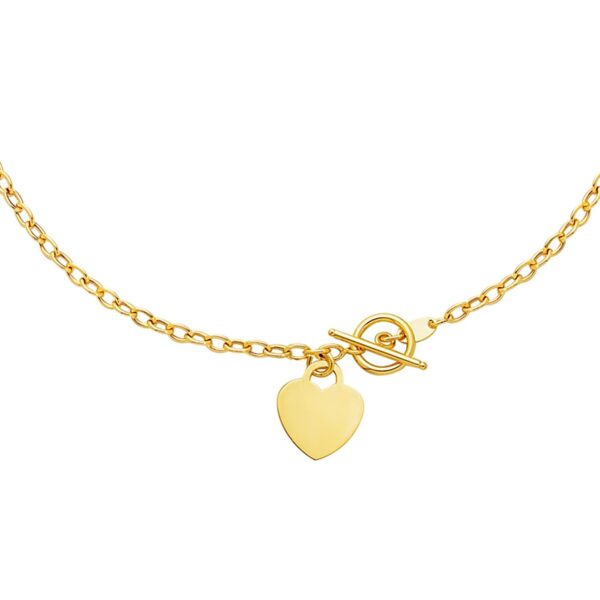 Toggle Necklace with Heart Charm in 14k Yellow Gold - Image 3