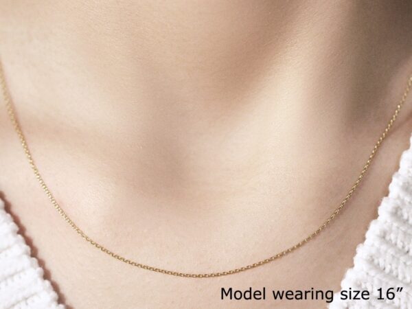 14k Yellow Gold Round Cable Link Chain 0.7mm - Image 6