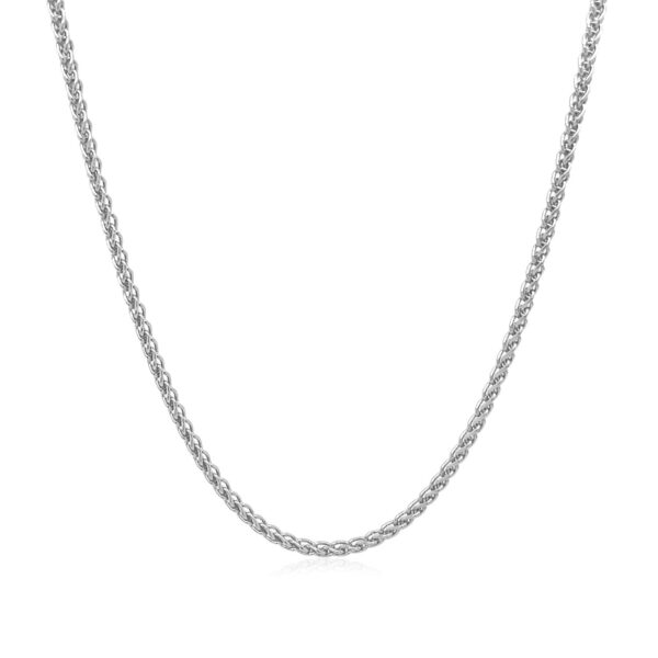 14k White Gold Round Wheat Chain 1.5mm - Image 2