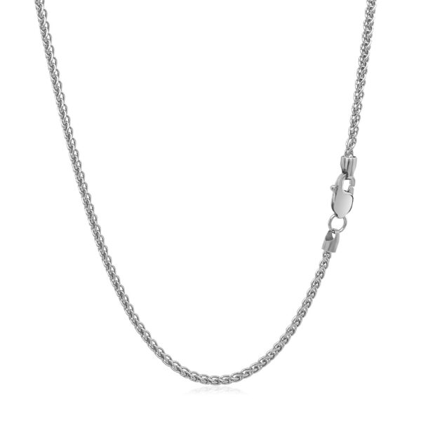 14k White Gold Round Wheat Chain 1.5mm - Image 3