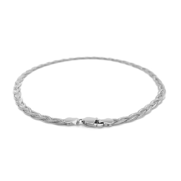 3.5mm 14k White Gold Braided Bracelet - Image 2