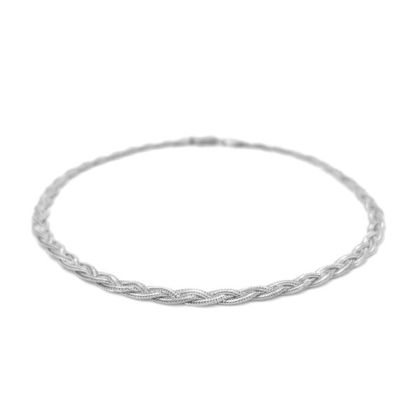 3.5mm 14k White Gold Braided Bracelet - Image 3