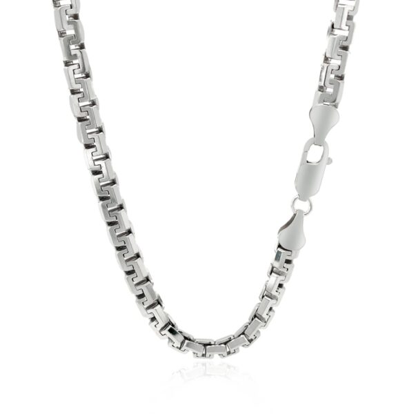 Sterling Silver Rhodium Plated Greek Box Chain 5.5mm - Image 3