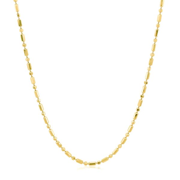 14k Yellow Gold Diamond-Cut Alternating Bead Chain 1.5mm - Image 2