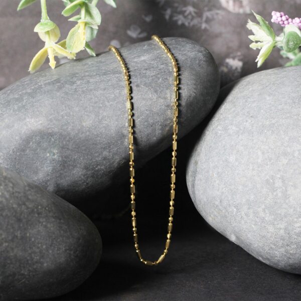 14k Yellow Gold Diamond-Cut Alternating Bead Chain 1.5mm - Image 4