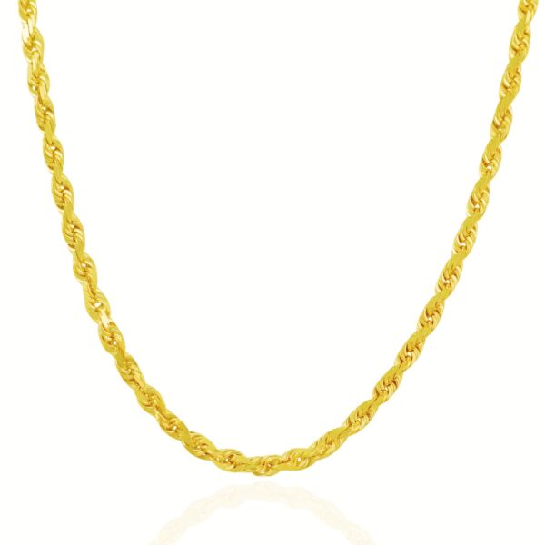 5.0mm 10k Yellow Gold Solid Diamond Cut Rope Chain - Image 2