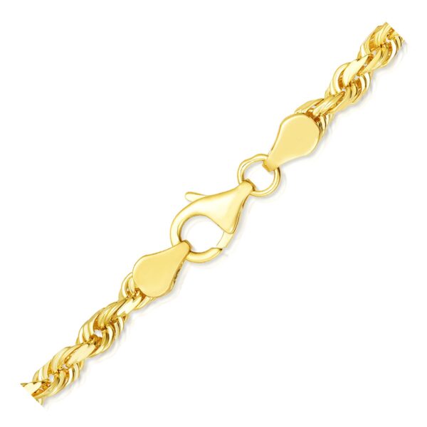 5.0mm 10k Yellow Gold Solid Diamond Cut Rope Chain - Image 3