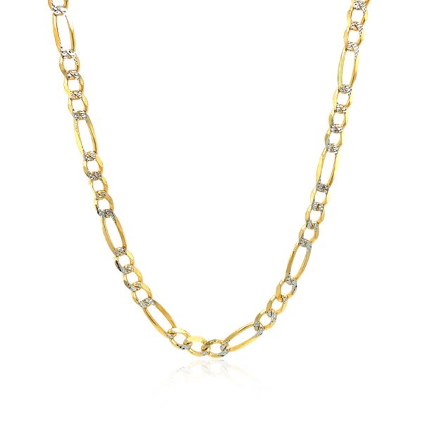 4.0mm 14K Yellow Gold Solid Pave Figaro Chain - Image 2