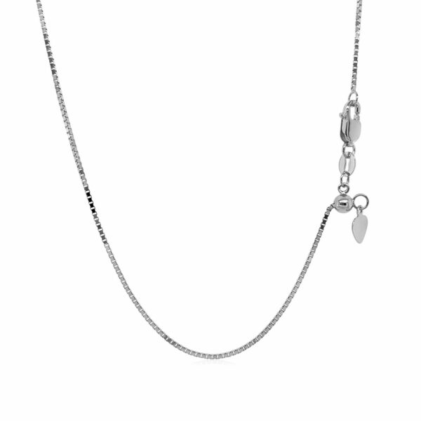 14k White Gold Adjustable Box Chain 0.85mm - Image 2