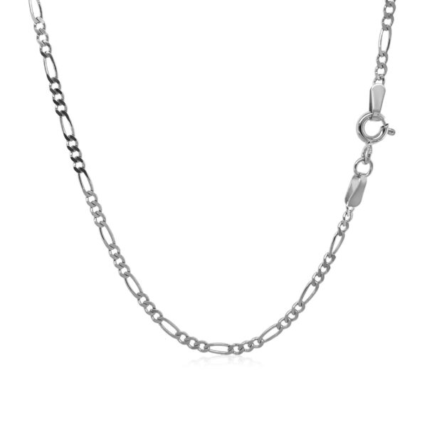 14k White Gold Solid Figaro Chain 1.9mm - Image 3