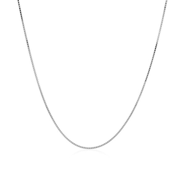 14k White Gold Classic Box Chain 0.6mm - Image 2