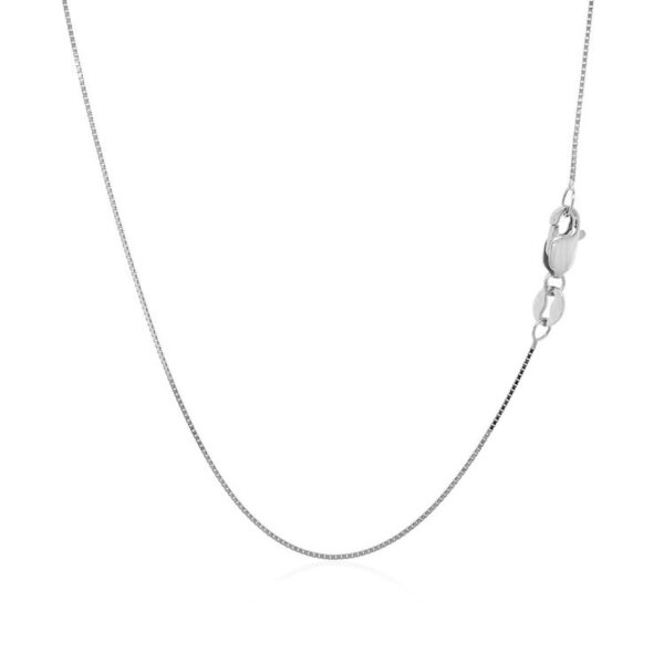 14k White Gold Classic Box Chain 0.6mm - Image 3