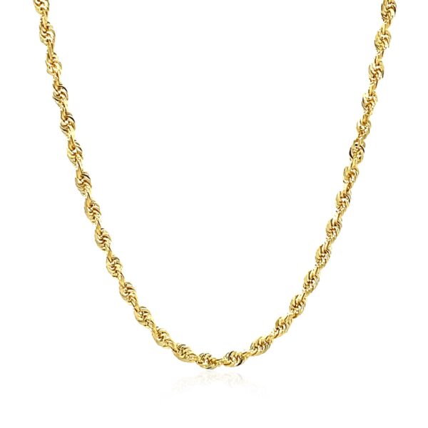 2.75mm 14k Yellow Gold Solid Diamond Cut Rope Chain - Image 2