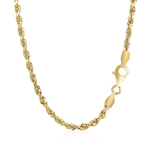 2.75mm 14k Yellow Gold Solid Diamond Cut Rope Chain - Image 3