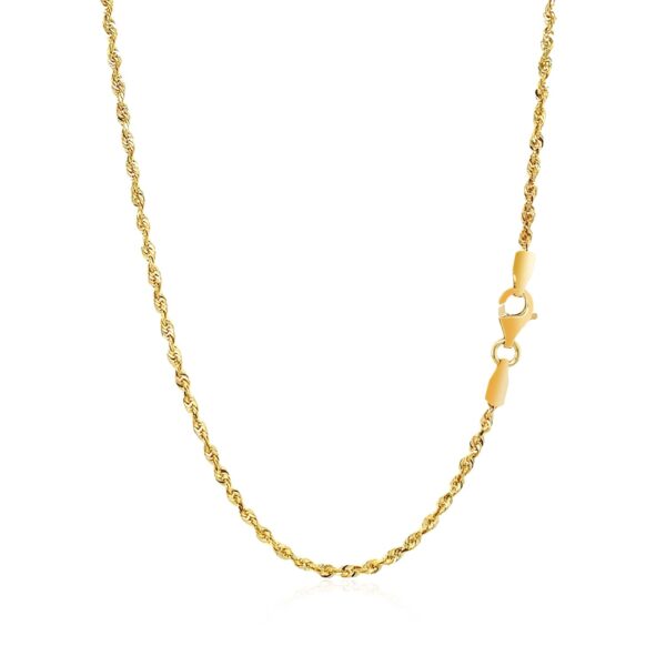 2.0mm 14k Yellow Gold Solid Diamond Cut Rope Chain - Image 3