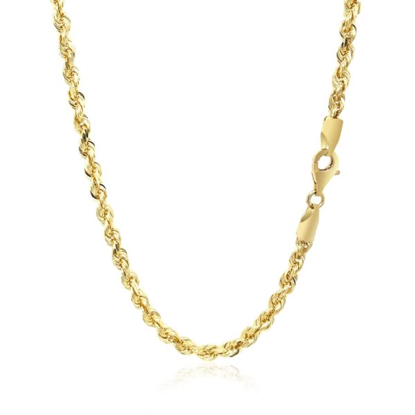 3.5mm 10k Yellow Gold Solid Diamond Cut Rope Chain - Image 3