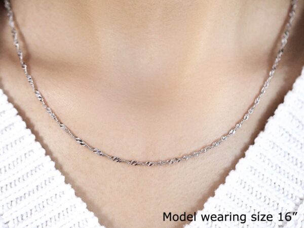 14k White Gold Singapore Chain 1.7mm - Image 4