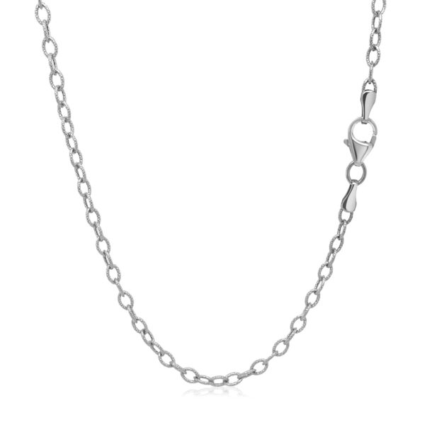 2.5mm 14k White Gold Pendant Chain with Textured Links - Image 3