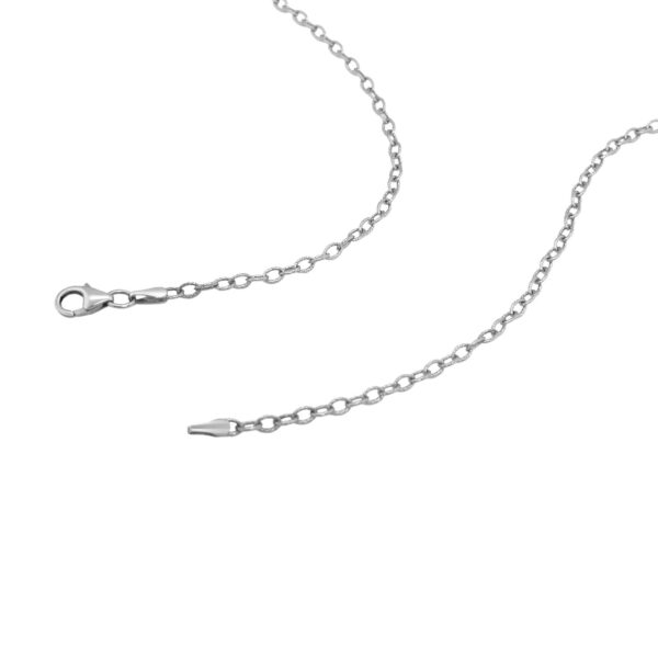 2.5mm 14k White Gold Pendant Chain with Textured Links - Image 5