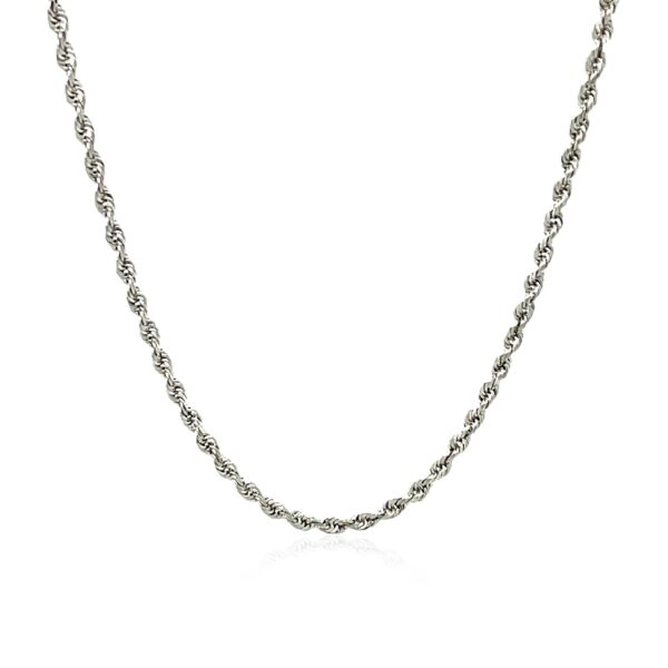 2.25mm 14k White Gold Solid Diamond Cut Rope Chain - Image 2