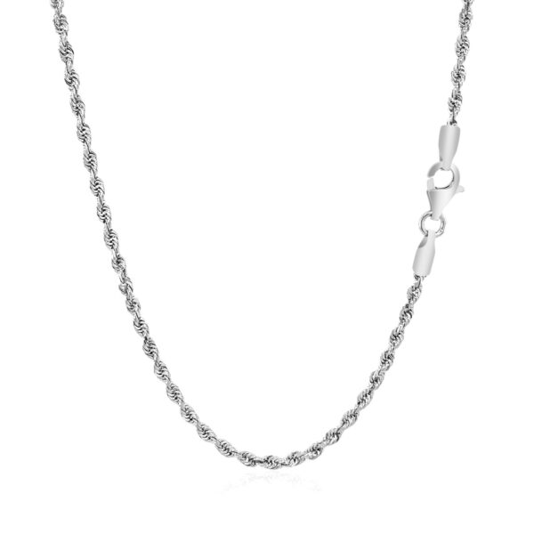 2.25mm 14k White Gold Solid Diamond Cut Rope Chain - Image 3