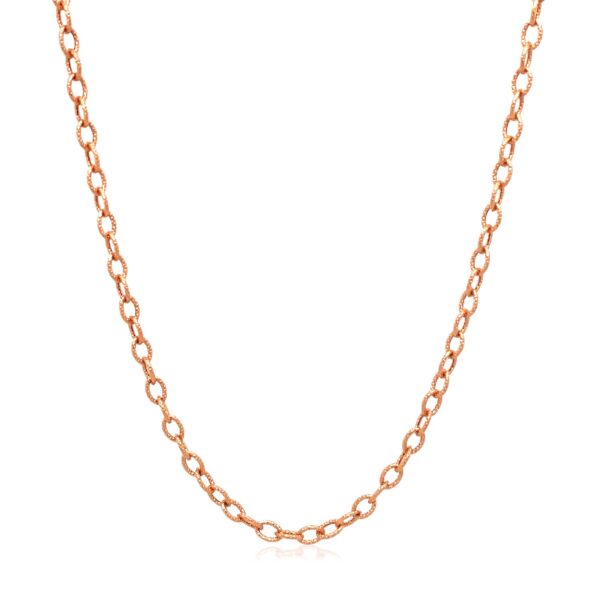 2.5mm 14k Rose Gold Pendant Chain with Textured Links - Image 2