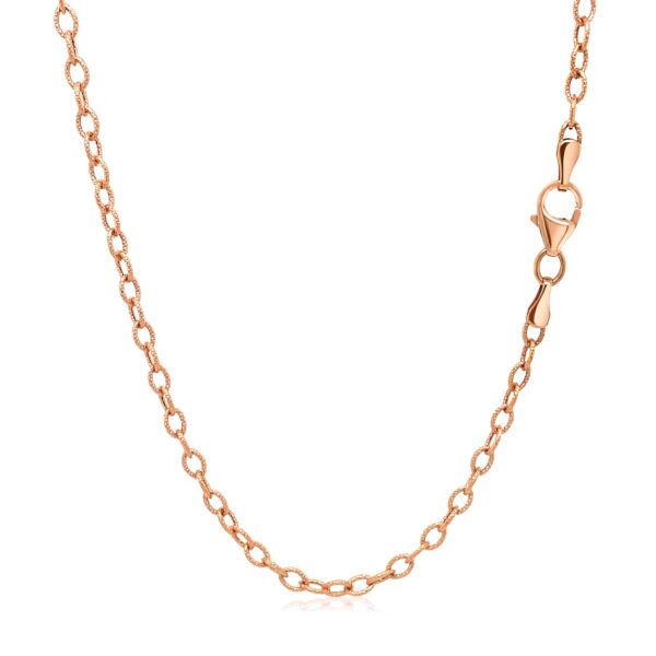 2.5mm 14k Rose Gold Pendant Chain with Textured Links - Image 3