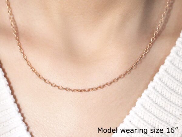 2.5mm 14k Rose Gold Pendant Chain with Textured Links - Image 6