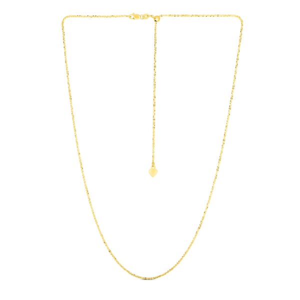 14k Yellow Gold Adjustable Sparkle Chain 1.5mm - Image 2