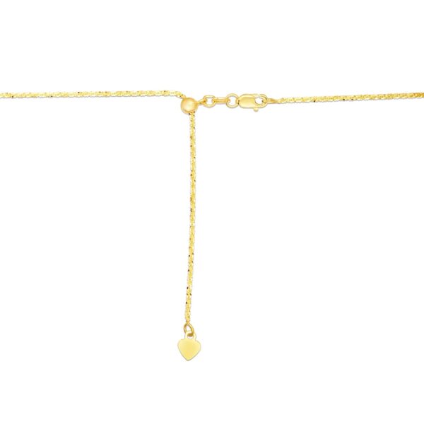 14k Yellow Gold Adjustable Sparkle Chain 1.5mm - Image 3