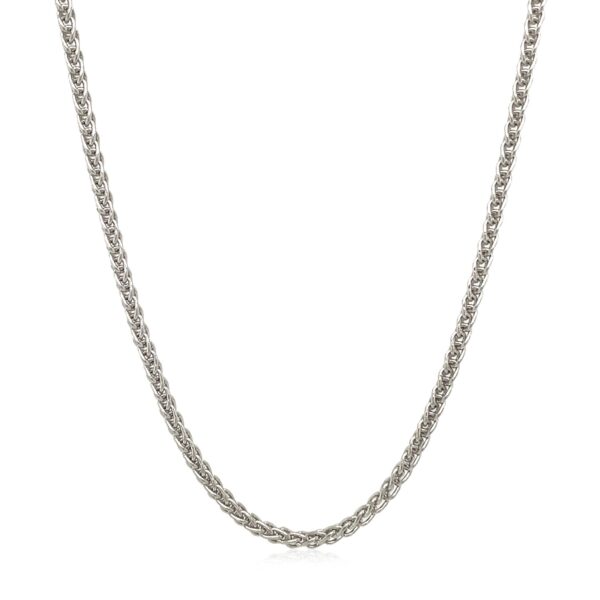 2.1mm 14k White Gold Round Wheat Chain - Image 2