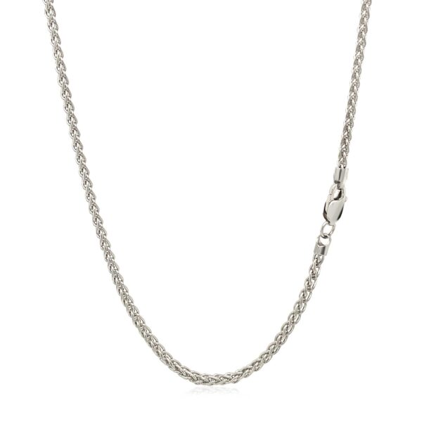 2.1mm 14k White Gold Round Wheat Chain - Image 3