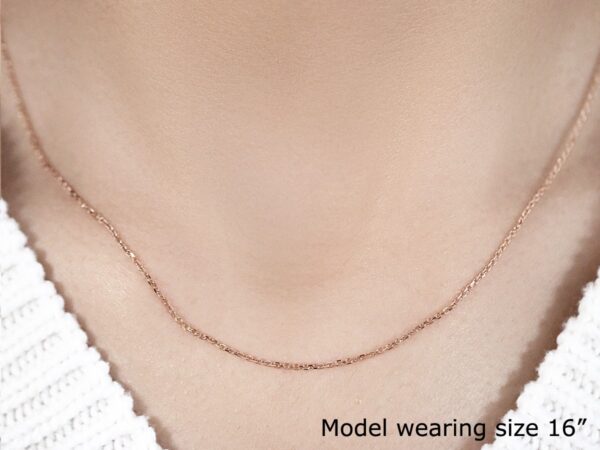 14k Rose Gold Diamond Cut Cable Link Chain 1.1mm - Image 4