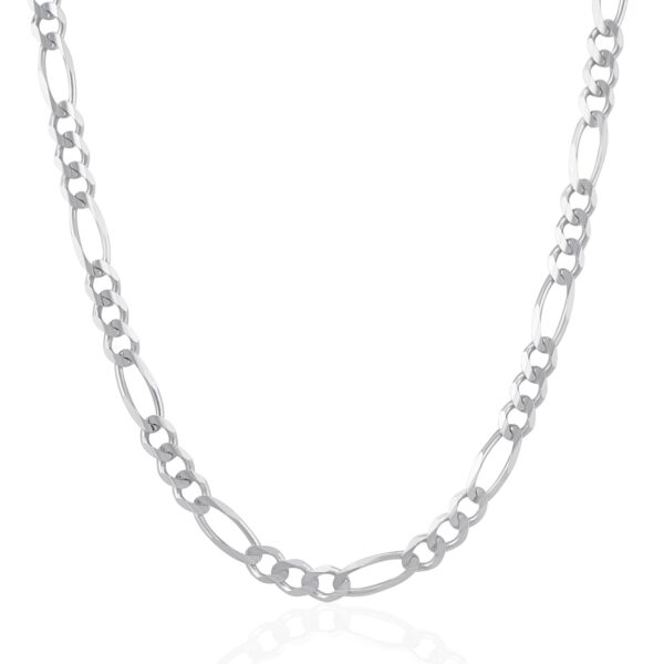 6.0mm 14k White Gold Solid Figaro Chain - Image 2