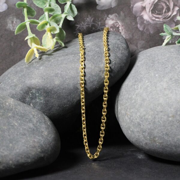 3.1mm 14k Yellow Gold Diamond Cut Cable Link Chain - Image 4