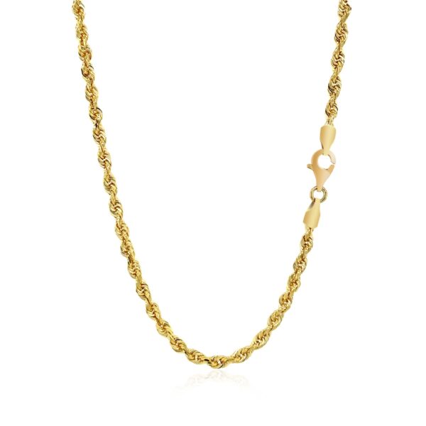 3.0mm 14k Yellow Gold Solid Diamond Cut Rope Chain - Image 3