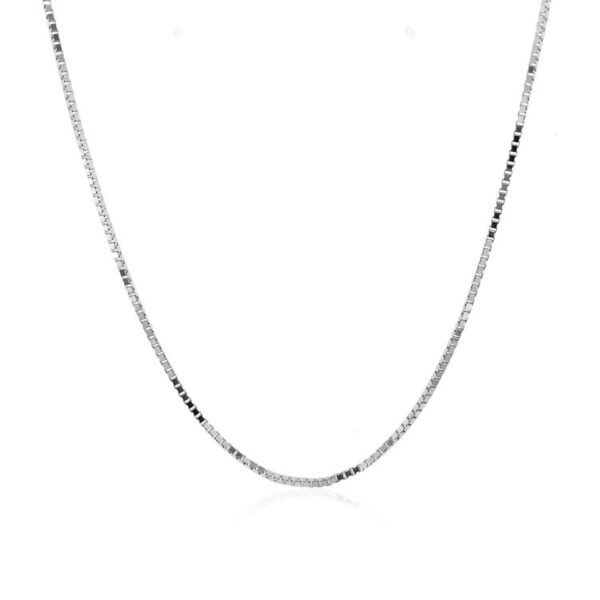 10k White Gold Classic Box Chain 1.0mm - Image 2